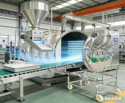 دستگاه خشک کن انجمادی تجاری با ظرفیت 100-150 کیلوگرم در هر بار برای گوشت، غذاهای دریایی و گیاهان دارویی، خشک کردن سریع با سیستم CIP و نگهداری کم