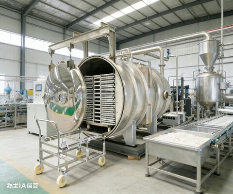 ساخته شده برای داروسازی و مواد غذایی عمده. لیوفیلیزر تجاری 150 کیلوگرم در هر دسته، اتاق فولاد ضد زنگ و کنترل دمای دقیق.